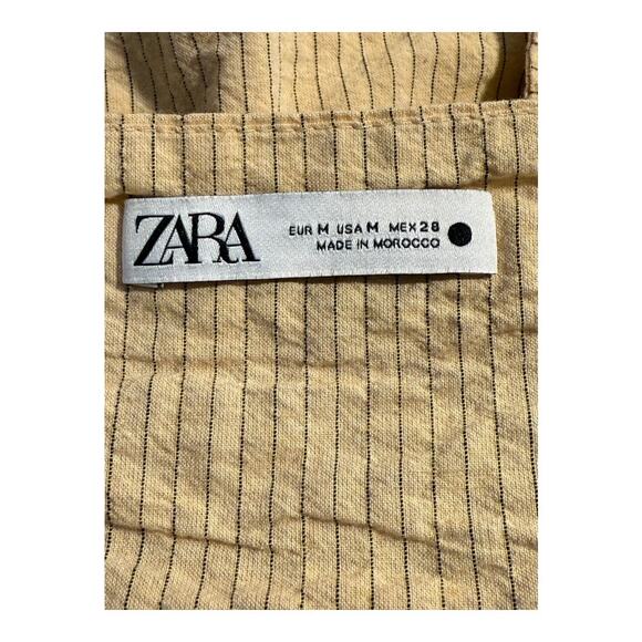 Zara Women's Beige Striped Halter Neck Cropped Tank Top Size Medium - Picture 3 of 4